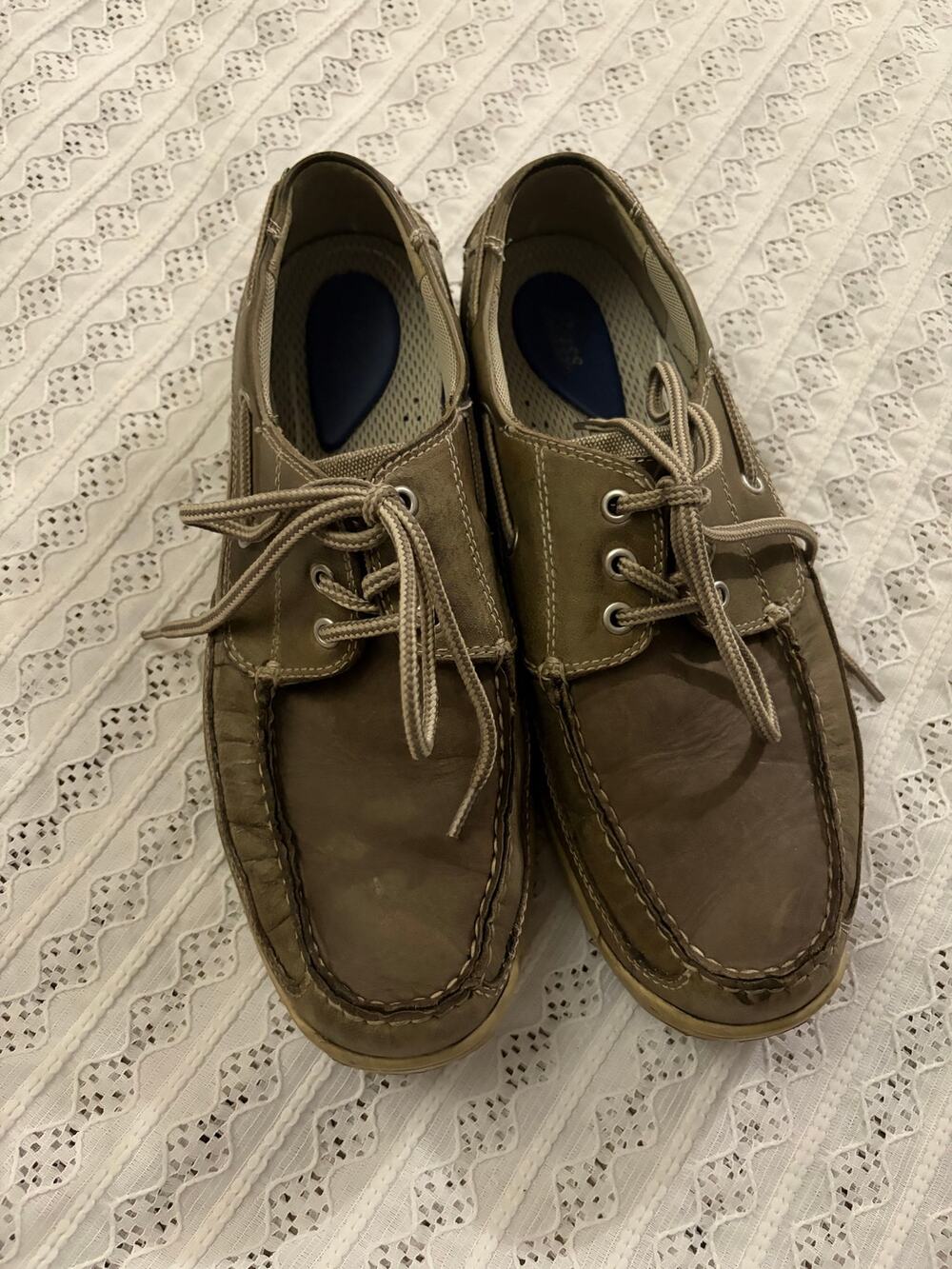 Bass Hook Men's Leather Boat Shoes Brown Lace Up Casual Comfort Size 10.5M